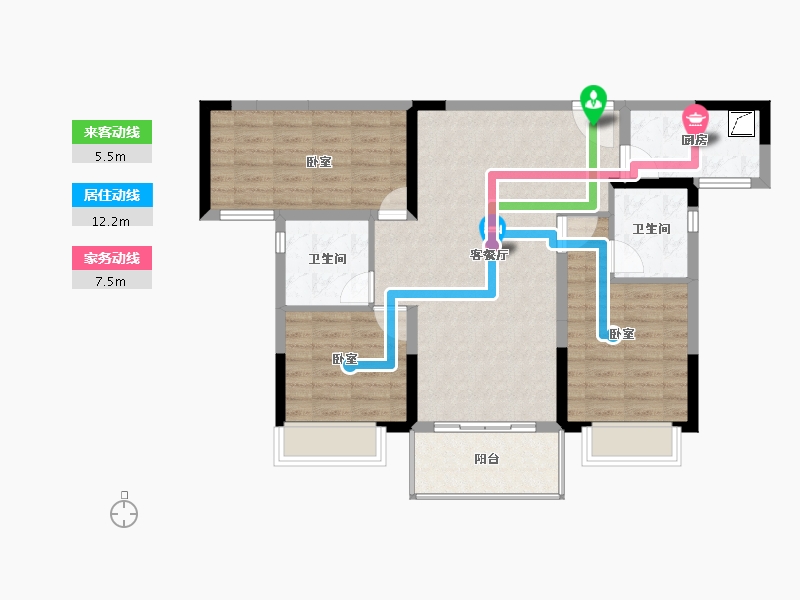 湖南省-郴州市-长房金宸府-85.58-户型库-动静线