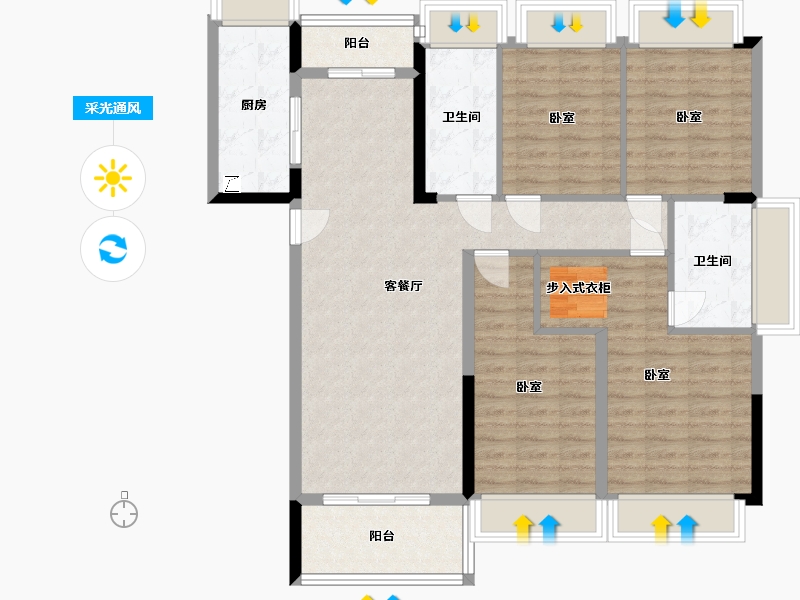 湖北省-武汉市-阳逻金茂悦-110.24-户型库-采光通风