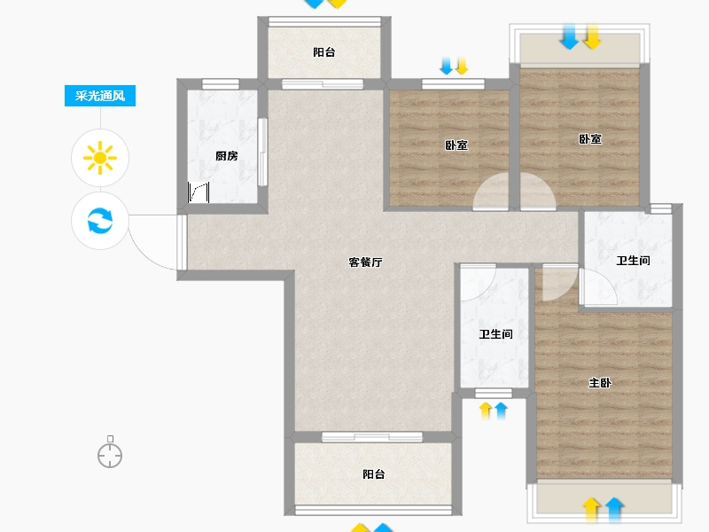 湖南省-怀化市-芷江融福苑-96.70-户型库-采光通风