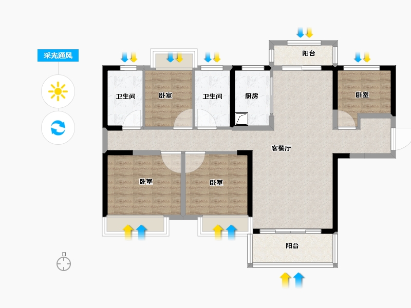 湖南省-郴州市-长房金宸府-101.58-户型库-采光通风