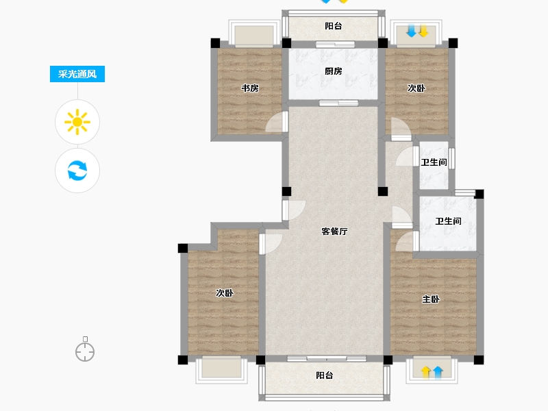 云南省-曲靖市-龙境云庄-110.82-户型库-采光通风