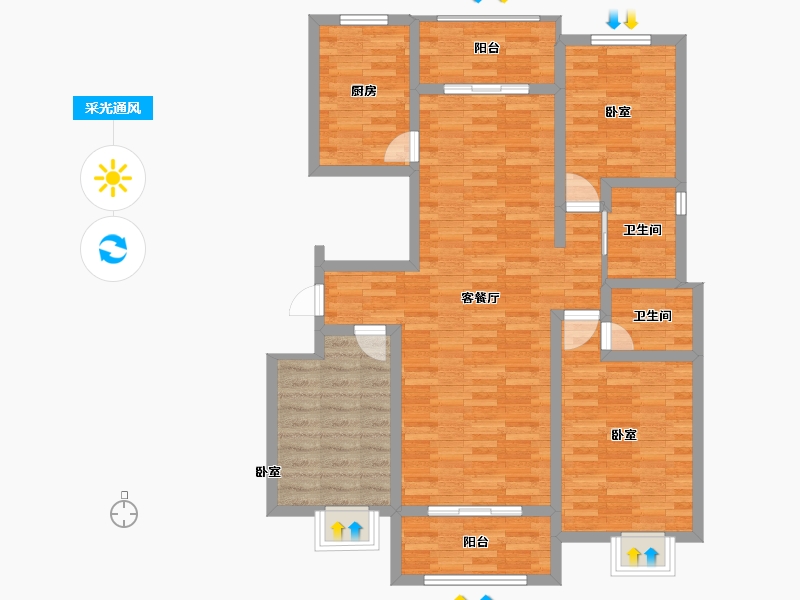 河南省-开封市-美居·红枫御景-101.00-户型库-采光通风