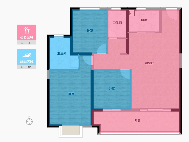 福建省-福州市-禹洲剑桥学苑-96.00-户型库-动静分区