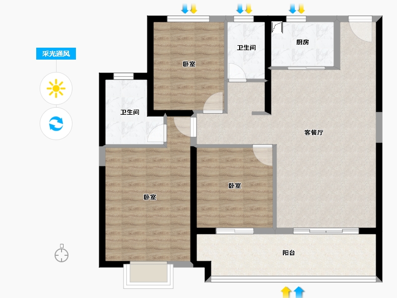 福建省-福州市-禹洲剑桥学苑-96.00-户型库-采光通风