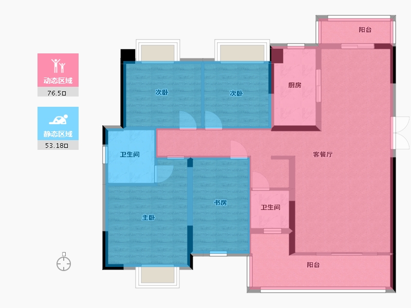 湖南省-常德市-东城新天地-116.56-户型库-动静分区