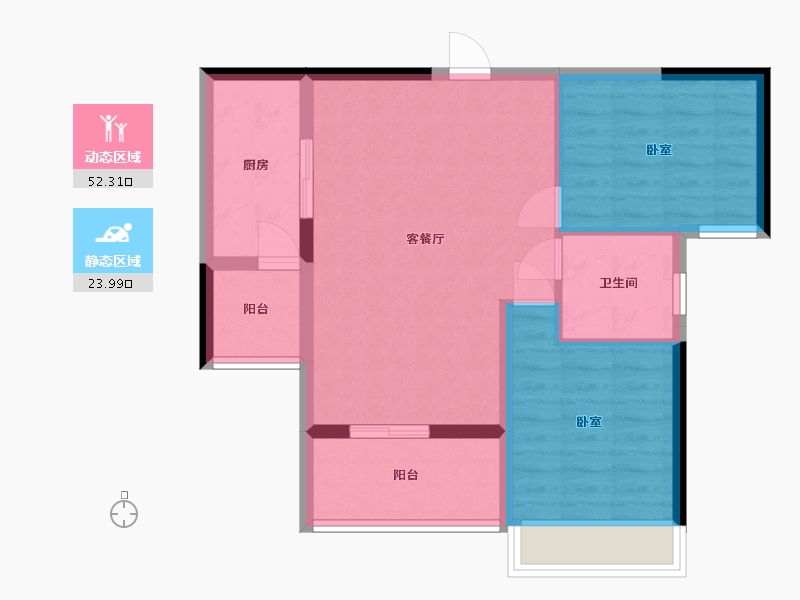 湖南省-衡阳市-华鑫蒸水湾二期·江来-68.29-户型库-动静分区