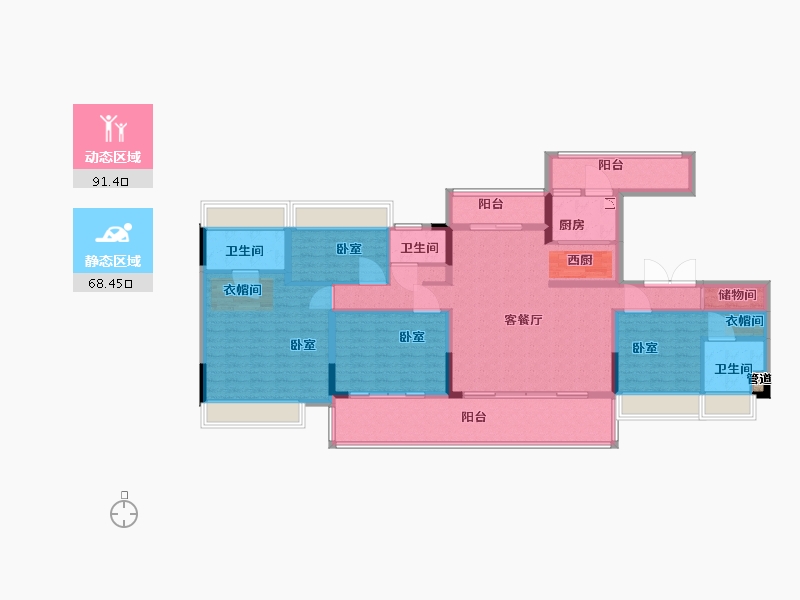 广东省-广州市-碧桂园·盛世花园-144.00-户型库-动静分区