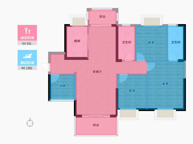 广东省-惠州市-金盛丽景花园-96.43-户型库-动静分区