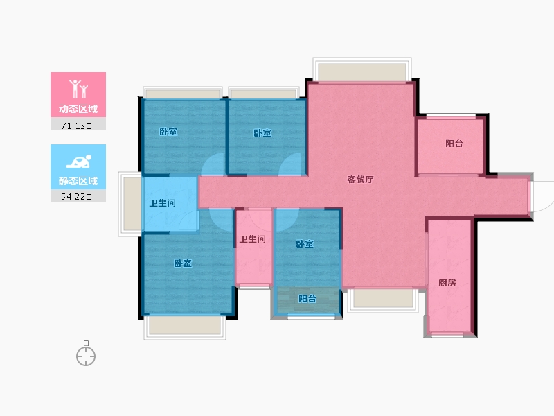 湖南省-常德市-嘉美·桃花源府-115.60-户型库-动静分区