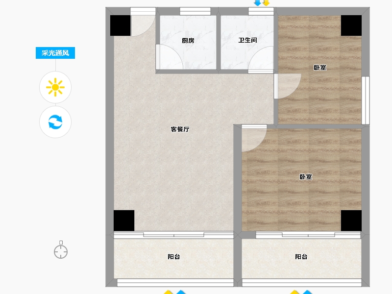 湖南省-郴州市-林邑翰庭-60.06-户型库-采光通风