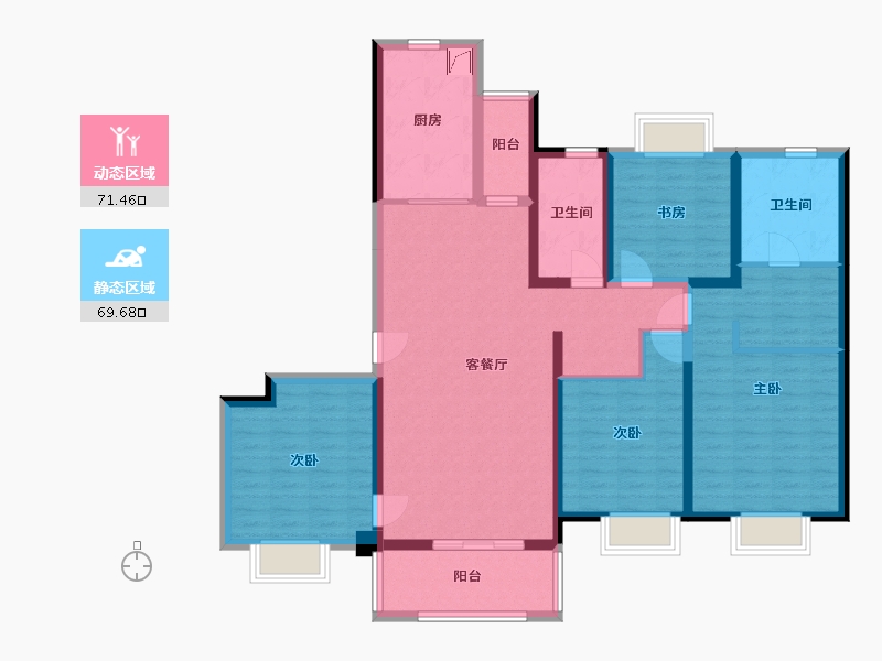 湖南省-常德市-汉寿恒大御府-125.23-户型库-动静分区