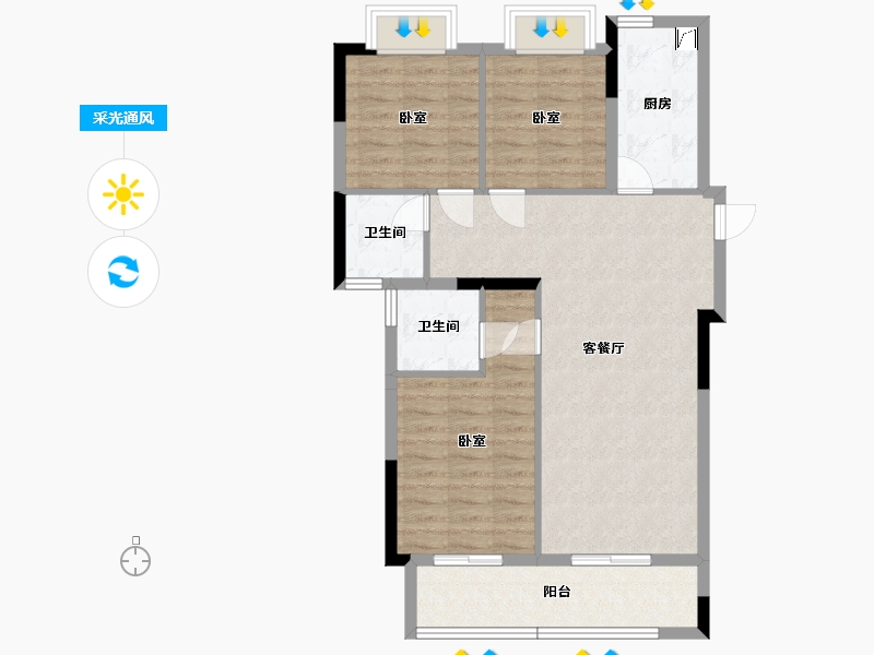 湖北省-武汉市-城投大桥龙城-84.04-户型库-采光通风