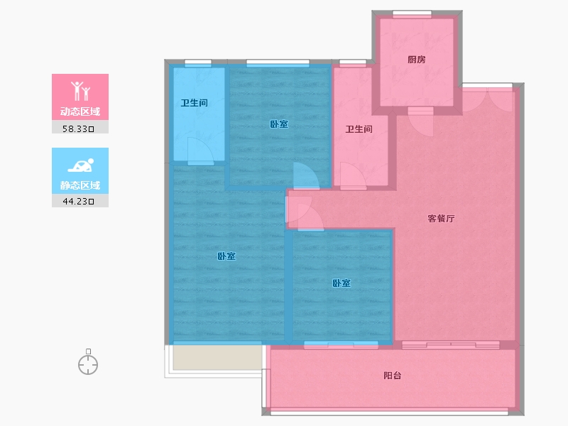 浙江省-温州市-乐清观澜苑-93.01-户型库-动静分区