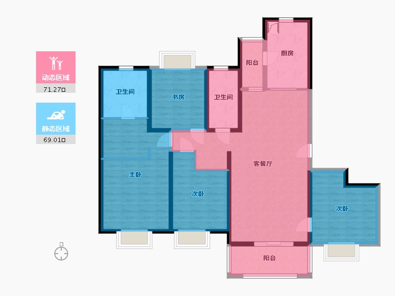 湖南省-常德市-汉寿恒大御府-124.58-户型库-动静分区