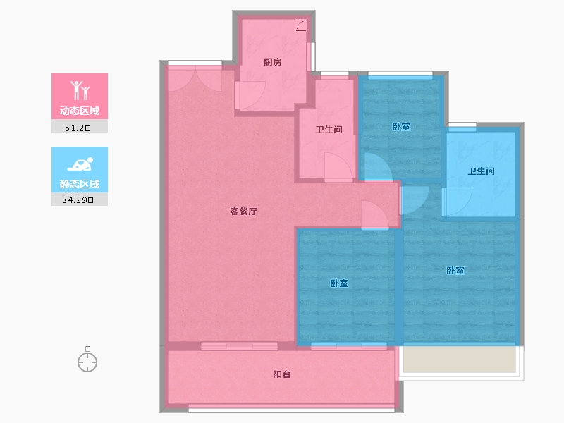 浙江省-温州市-乐清观澜苑-77.00-户型库-动静分区