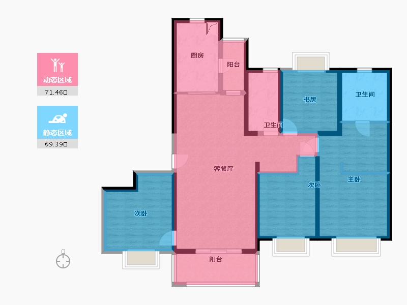 湖南省-常德市-汉寿恒大御府-125.31-户型库-动静分区