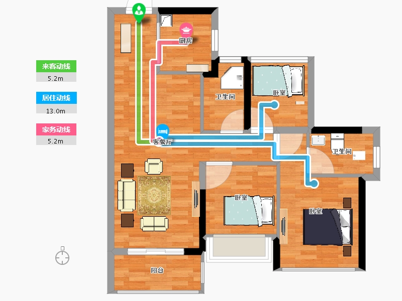 广东省-清远市-龙光玖龙府-70.00-户型库-动静线