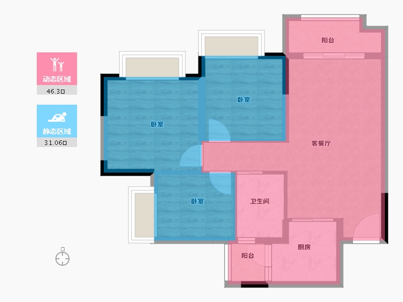 广东省-广州市-雅居乐万科热橙-69.00-户型库-动静分区