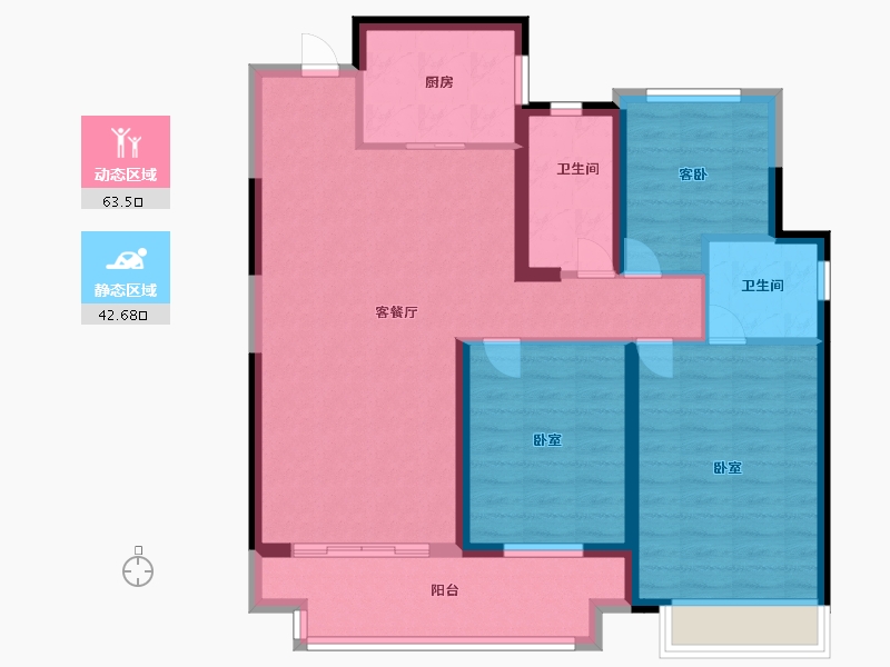 江苏省-苏州市-江湾澜庭-95.00-户型库-动静分区