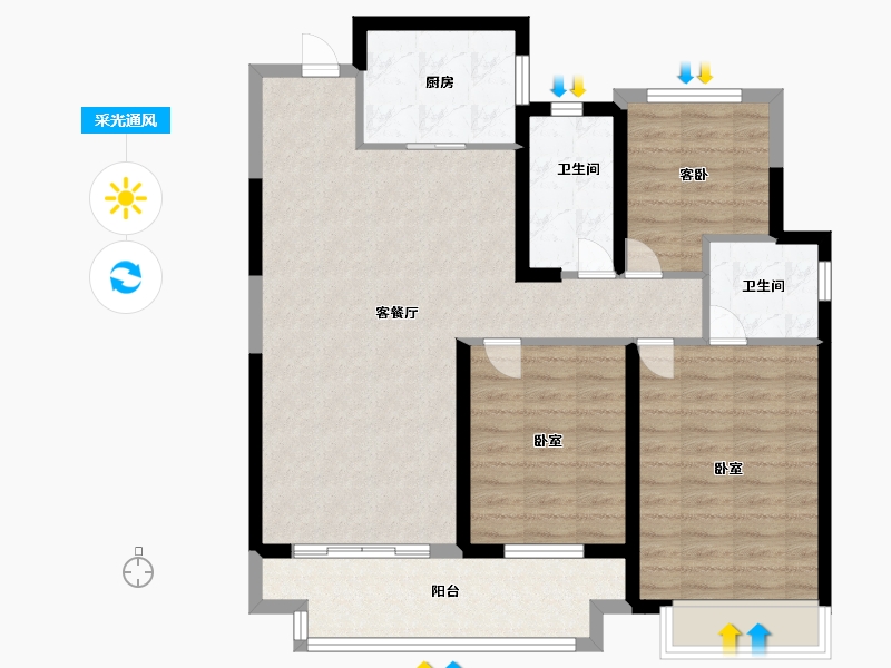 江苏省-苏州市-江湾澜庭-95.00-户型库-采光通风