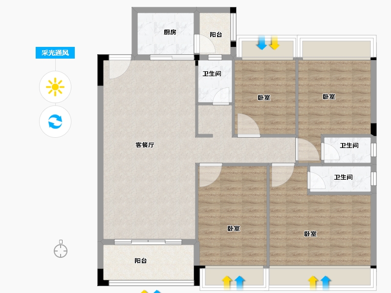 广东省-韶关市-乐昌利华雅居-110.87-户型库-采光通风