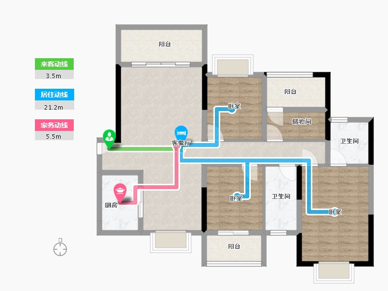 湖南省-长沙市-桥和雅苑-100.64-户型库-动静线