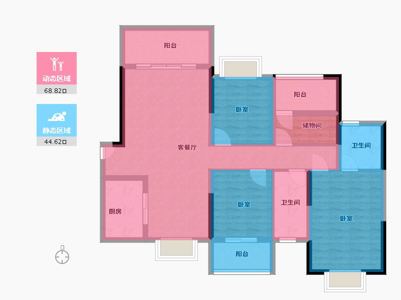 湖南省-长沙市-桥和雅苑-100.64-户型库-动静分区