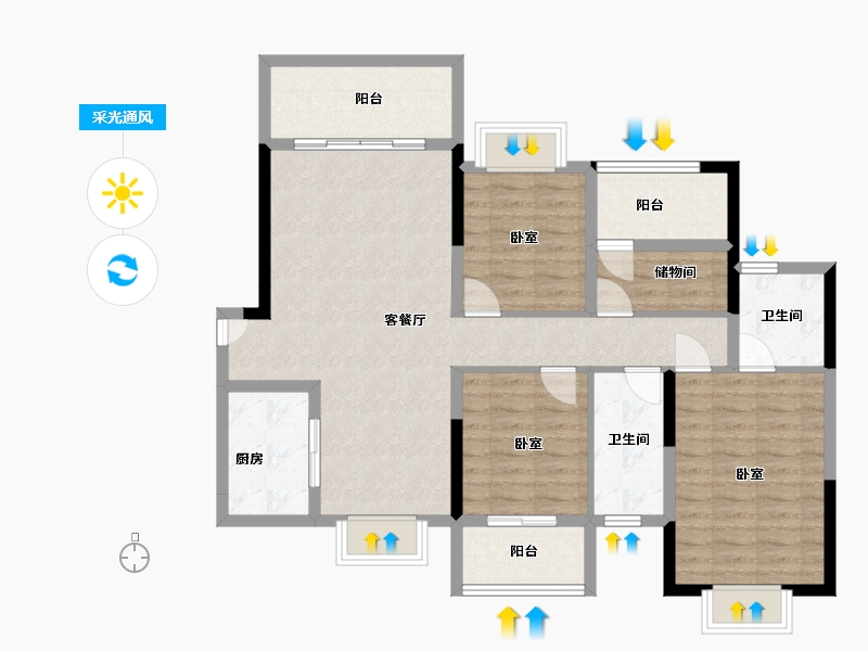 湖南省-长沙市-桥和雅苑-100.64-户型库-采光通风