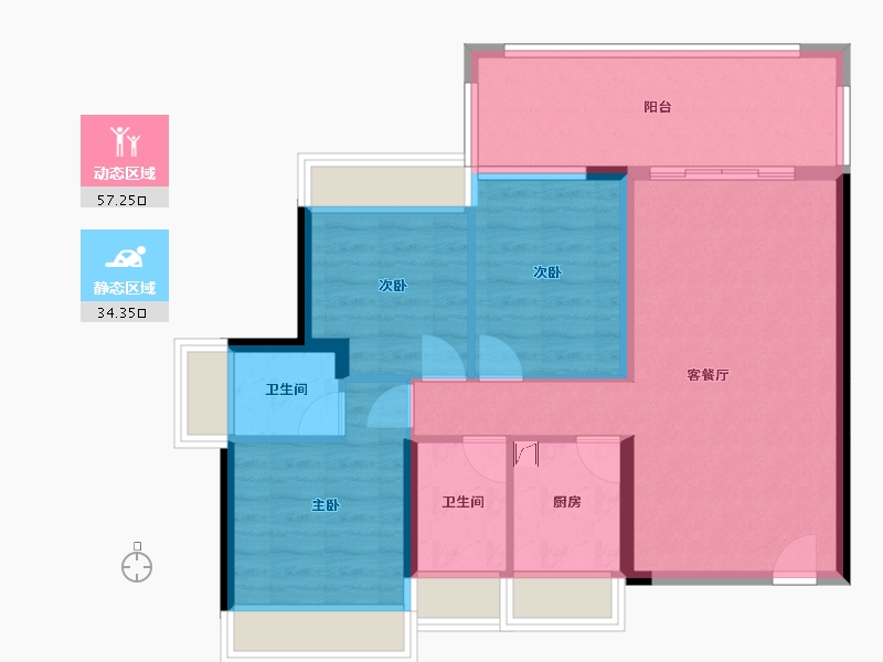 广东省-江门市-东方华城-81.78-户型库-动静分区