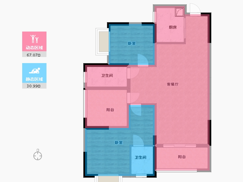 湖南省-长沙市-桥和雅苑-86.99-户型库-动静分区