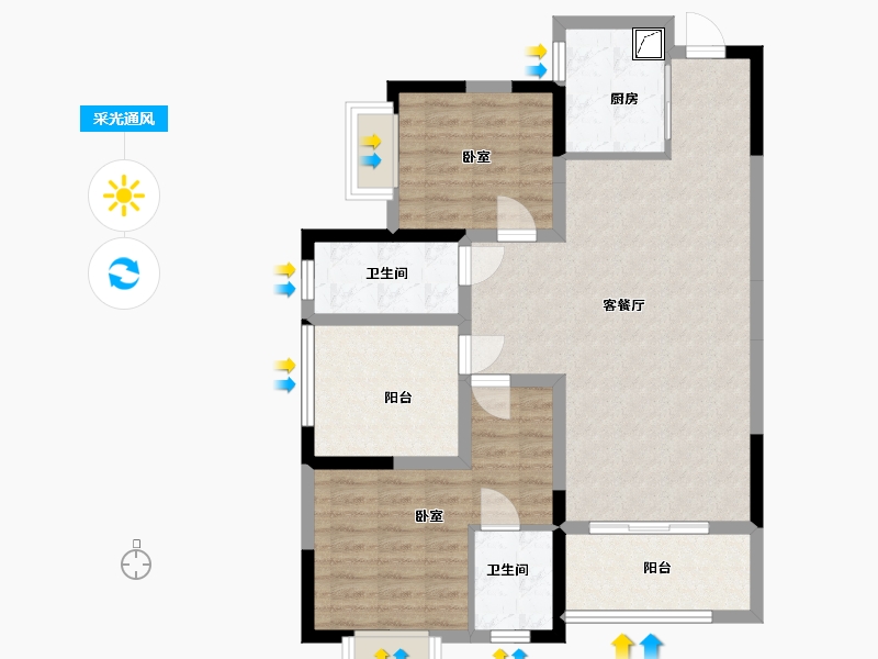 湖南省-长沙市-桥和雅苑-86.99-户型库-采光通风