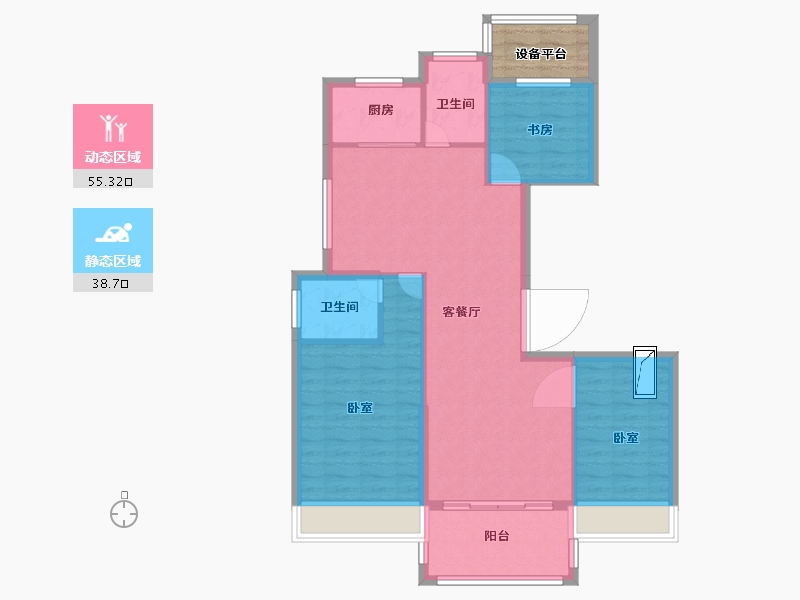 广东省-汕头市-阳柳黄山名苑-88.33-户型库-动静分区