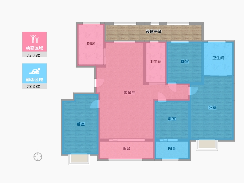 宁夏回族自治区-银川市-世茂·悦海院子-147.37-户型库-动静分区