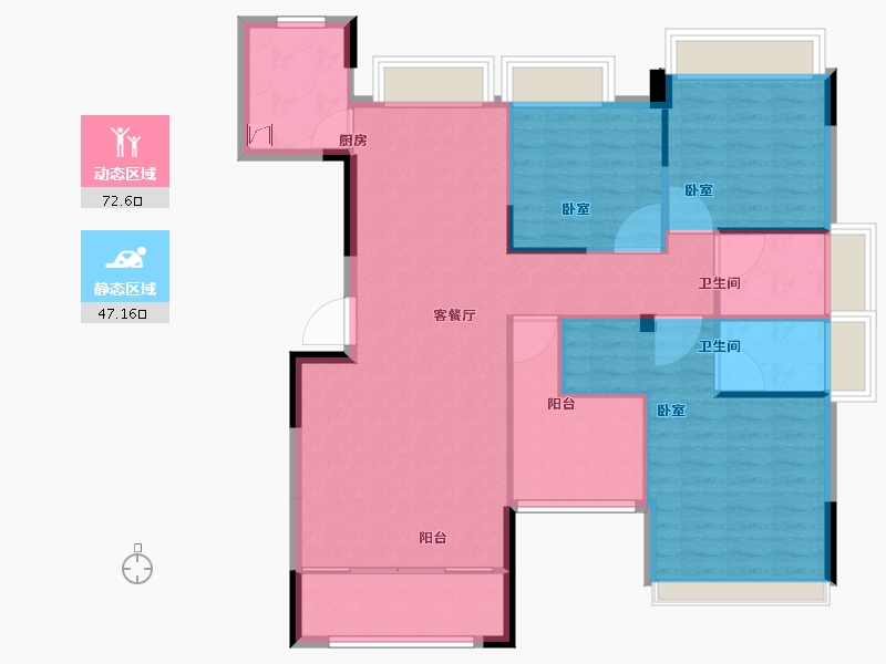 湖南省-常德市-嘉美·桃花源府-109.54-户型库-动静分区