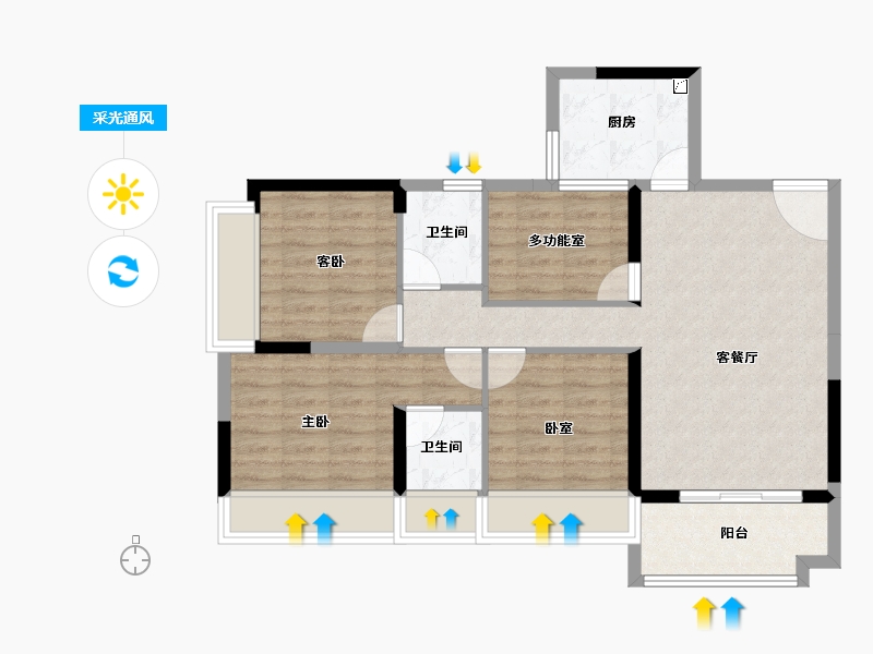 广东省-珠海市-和丰御庭-80.00-户型库-采光通风