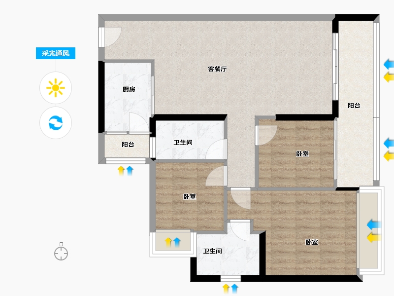 广东省-深圳市-华侨城新天鹅堡-86.03-户型库-采光通风