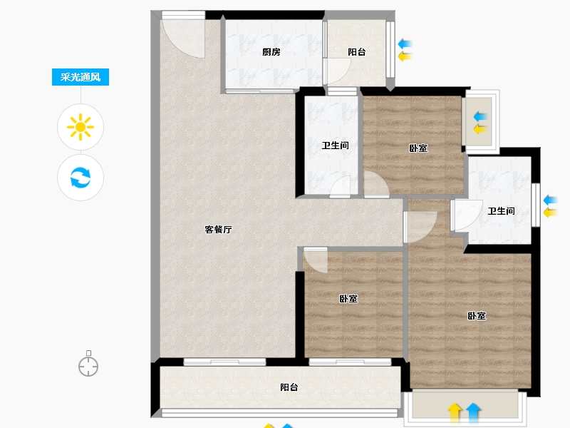 广东省-深圳市-华侨城新天鹅堡-98.00-户型库-采光通风