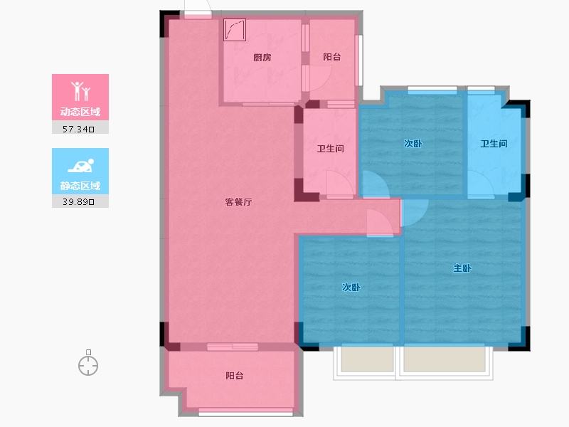 湖南省-常德市-碧桂园澧州华府-86.71-户型库-动静分区