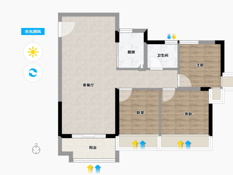 广东省-珠海市-和丰御庭-70.10-户型库-采光通风