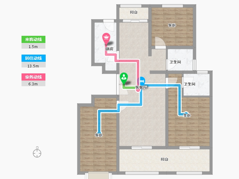 江苏省-苏州市-巴黎春天-113.01-户型库-动静线