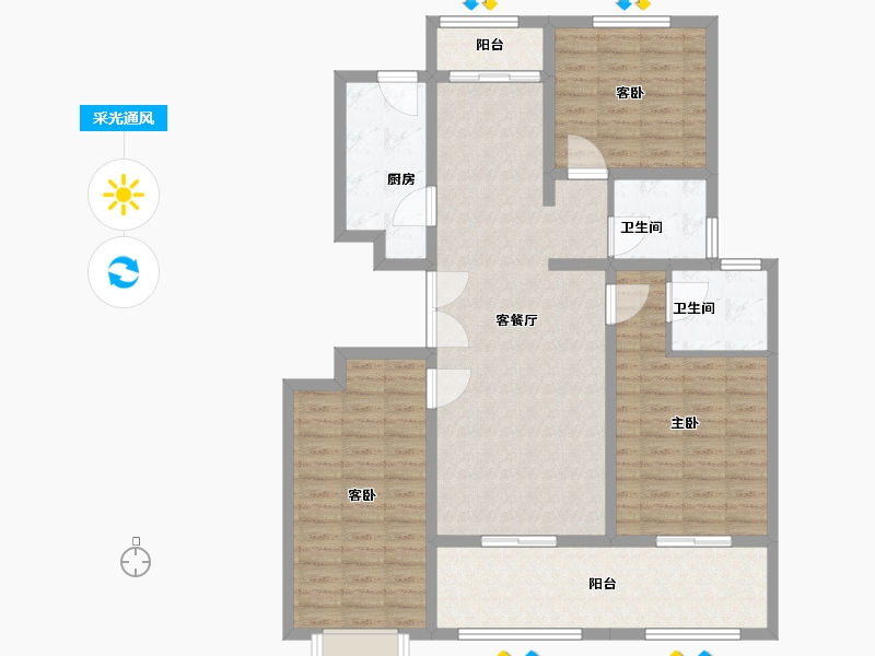 江苏省-苏州市-巴黎春天-113.01-户型库-采光通风