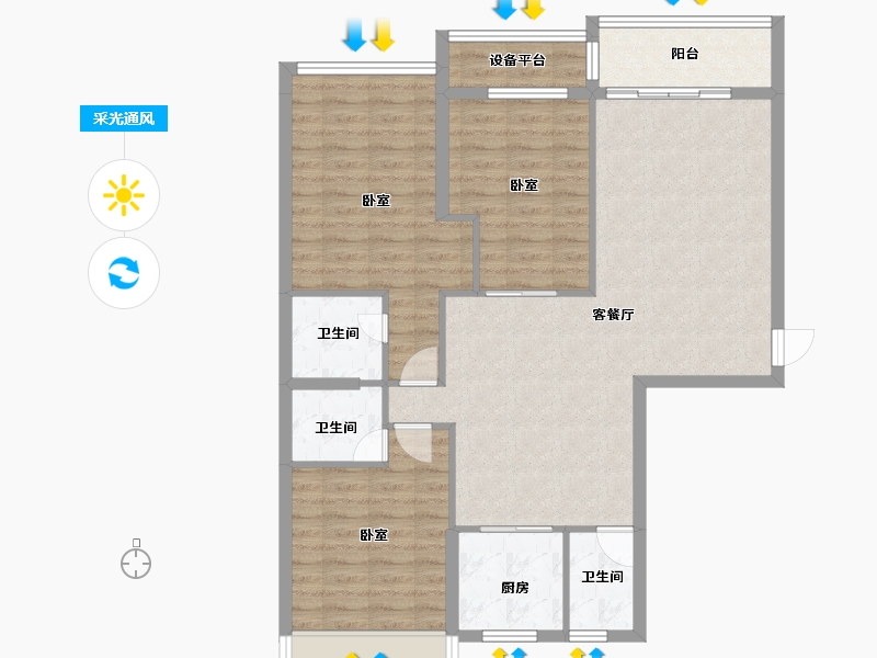 广东省-汕头市-锦绣星河名轩-102.93-户型库-采光通风