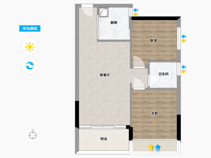 广东省-珠海市-金裕·香泉丽都-57.06-户型库-采光通风