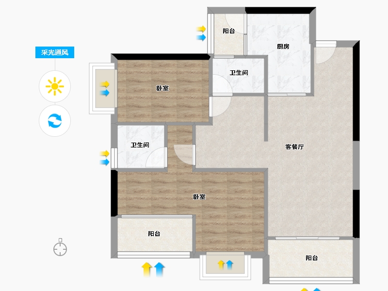 广东省-深圳市-百晟上府-74.00-户型库-采光通风