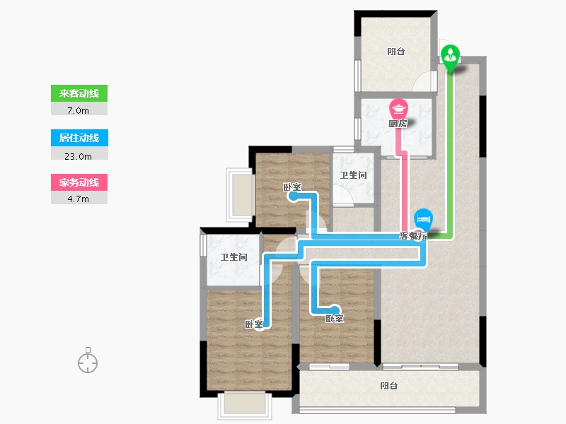 湖南省-长沙市-桥和雅苑-99.52-户型库-动静线