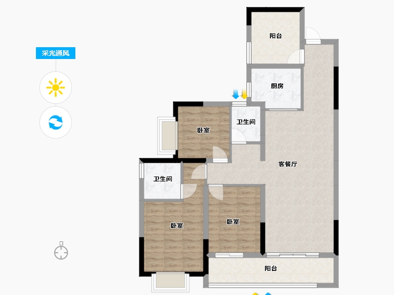 湖南省-长沙市-桥和雅苑-99.52-户型库-采光通风