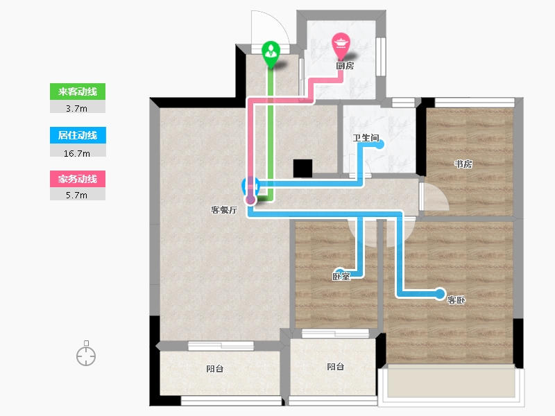 浙江省-嘉兴市-紫金公园府-64.00-户型库-动静线