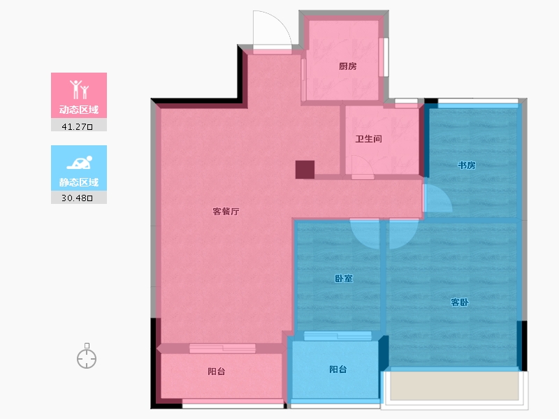 浙江省-嘉兴市-紫金公园府-64.00-户型库-动静分区