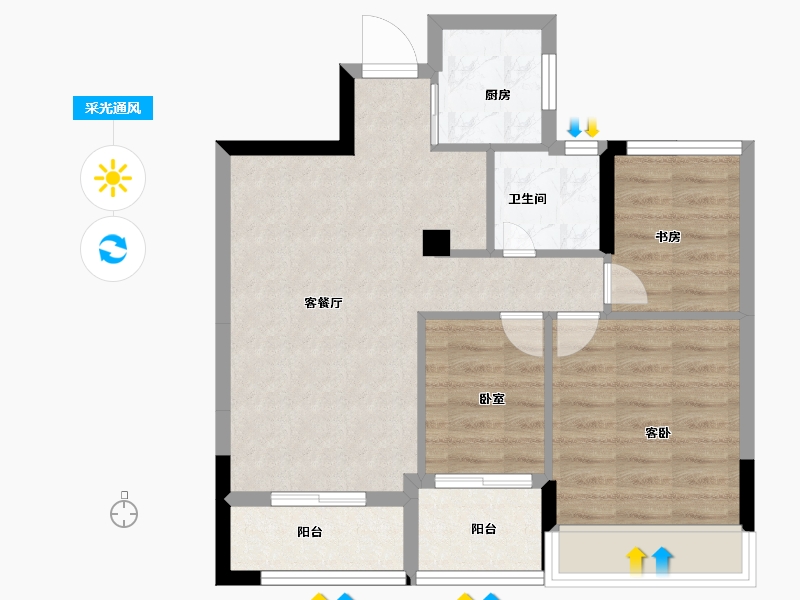 浙江省-嘉兴市-紫金公园府-64.00-户型库-采光通风