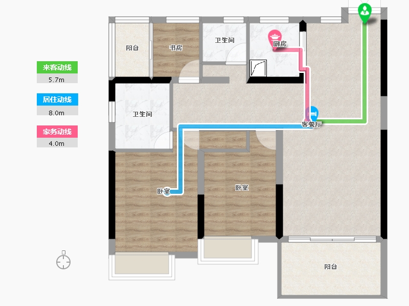 湖南省-郴州市-湖南建工东玺台-88.65-户型库-动静线